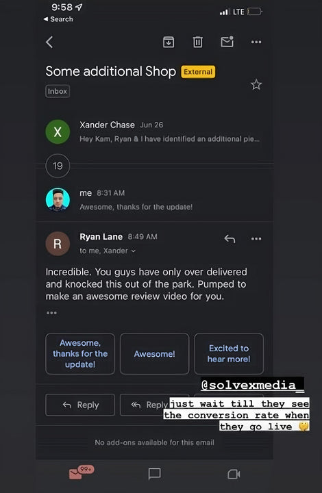 Client message about Solvexmedia results