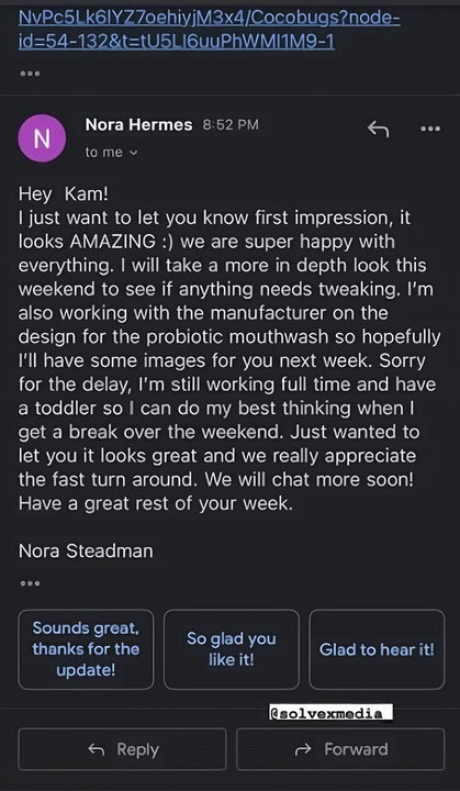 Client message about Solvexmedia results