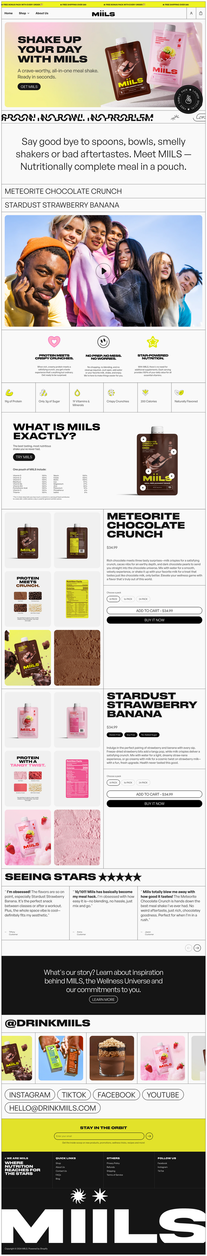 Drink Miils store design by Solvexmedia