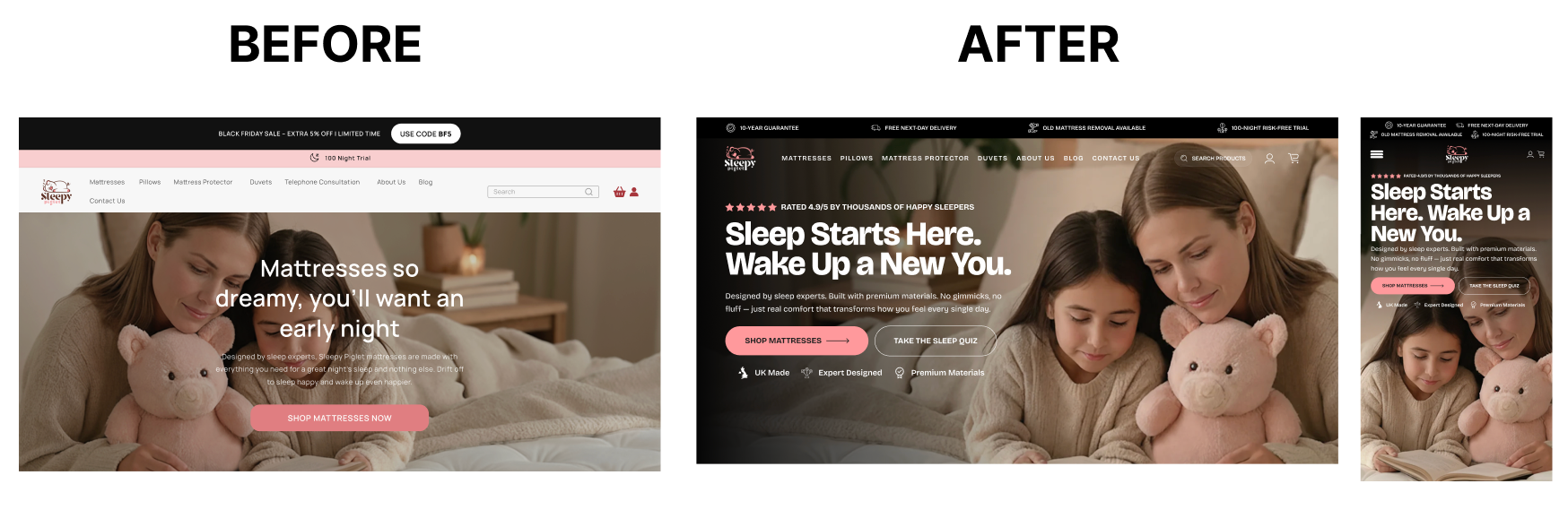 Sleep brand before/after