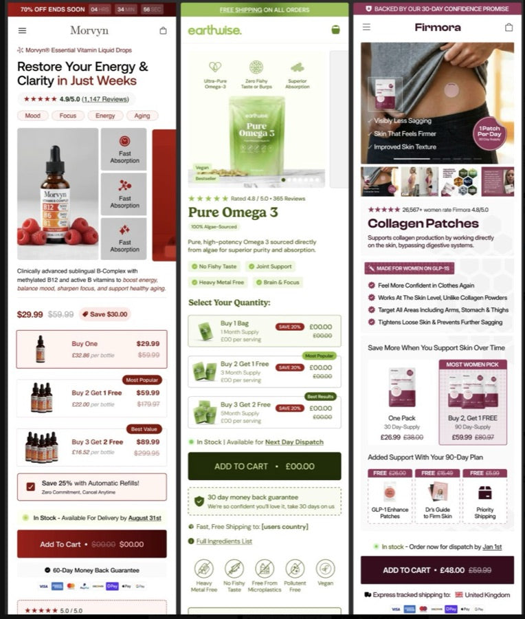 High-converting product page examples