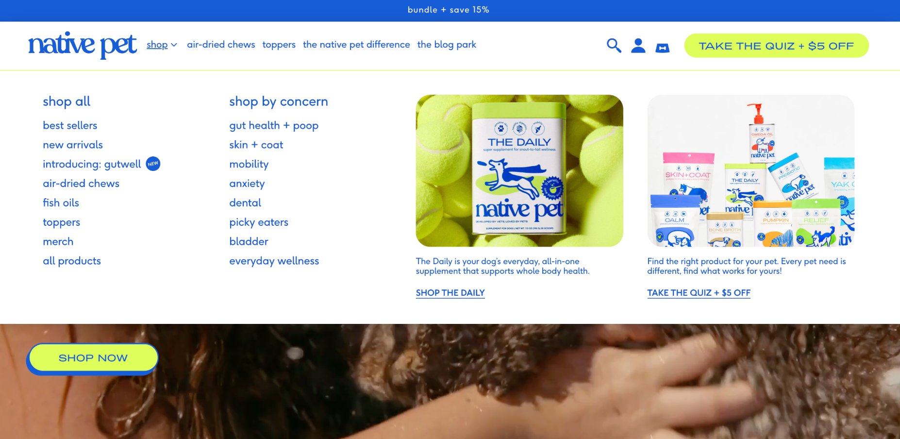 Optimized menu navigation example