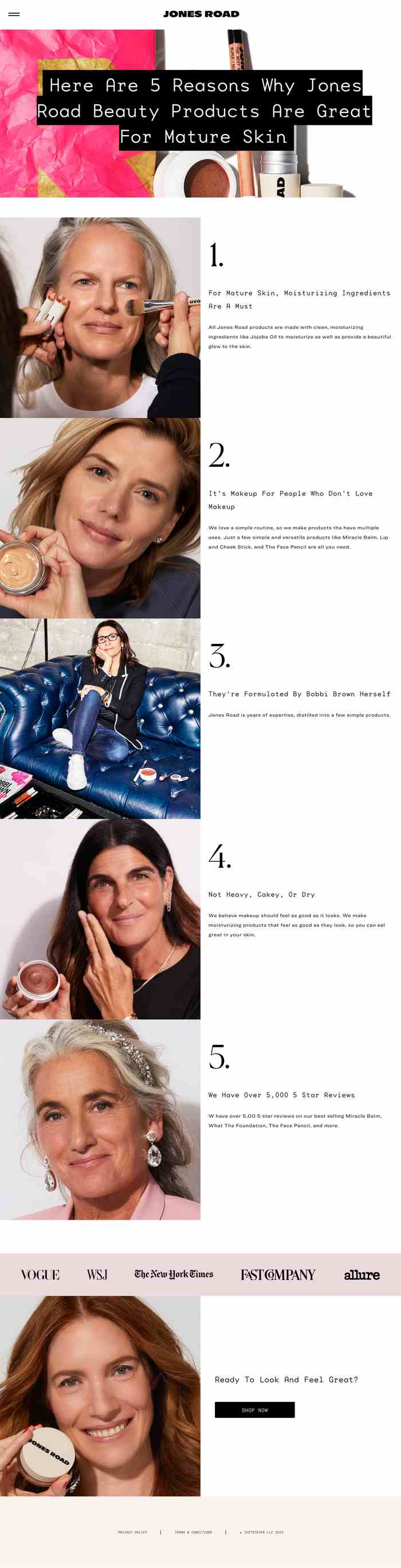 Jones Road listicle presell page example