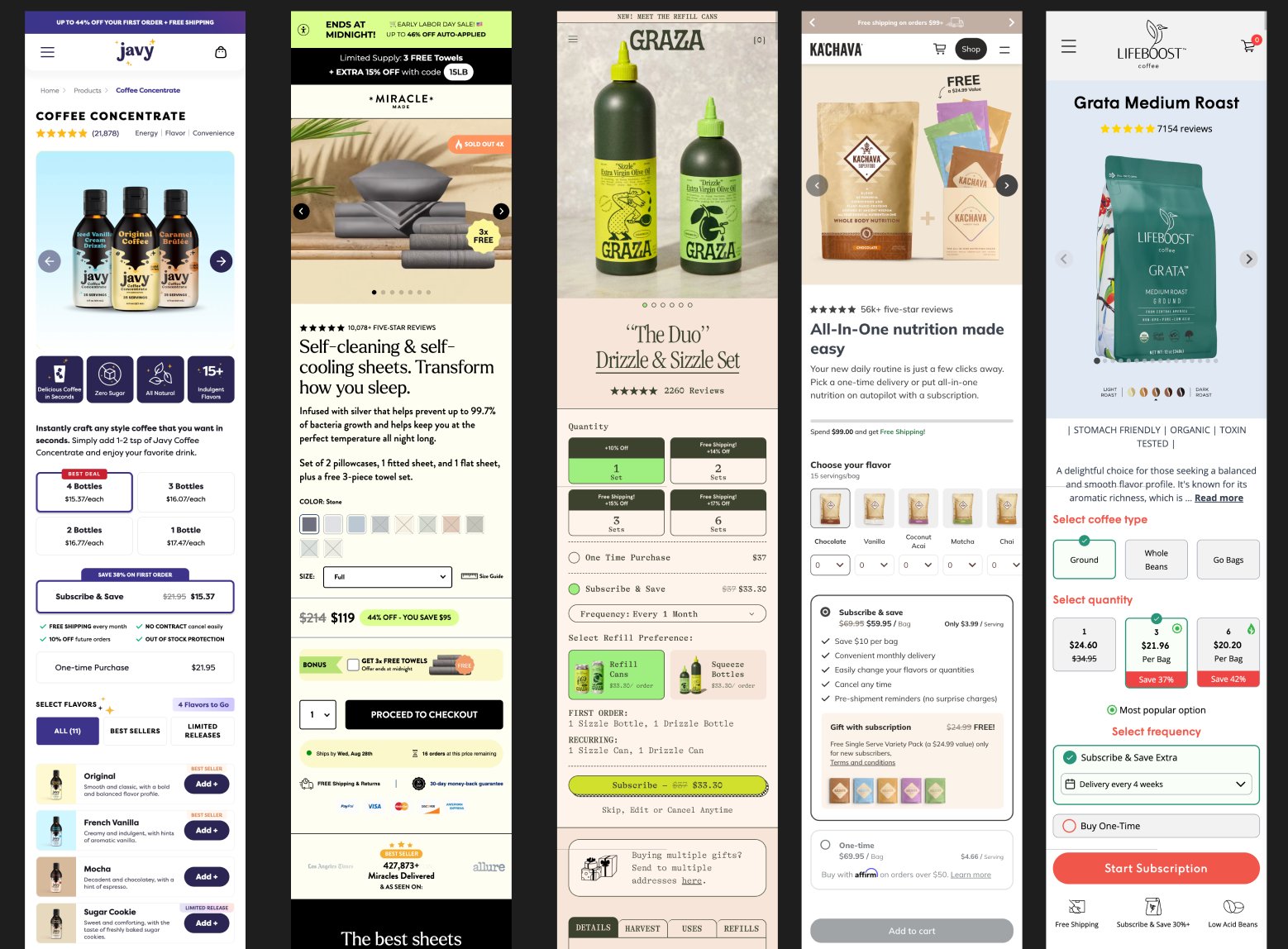 Buy box examples across DTC brands