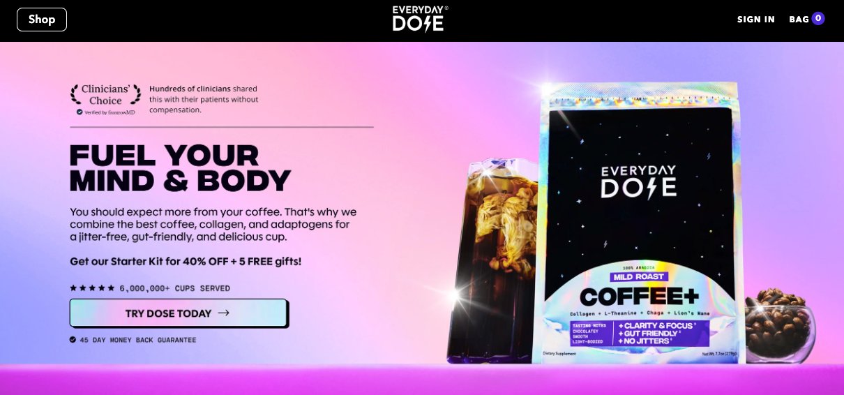Everyday Dose above-the-fold