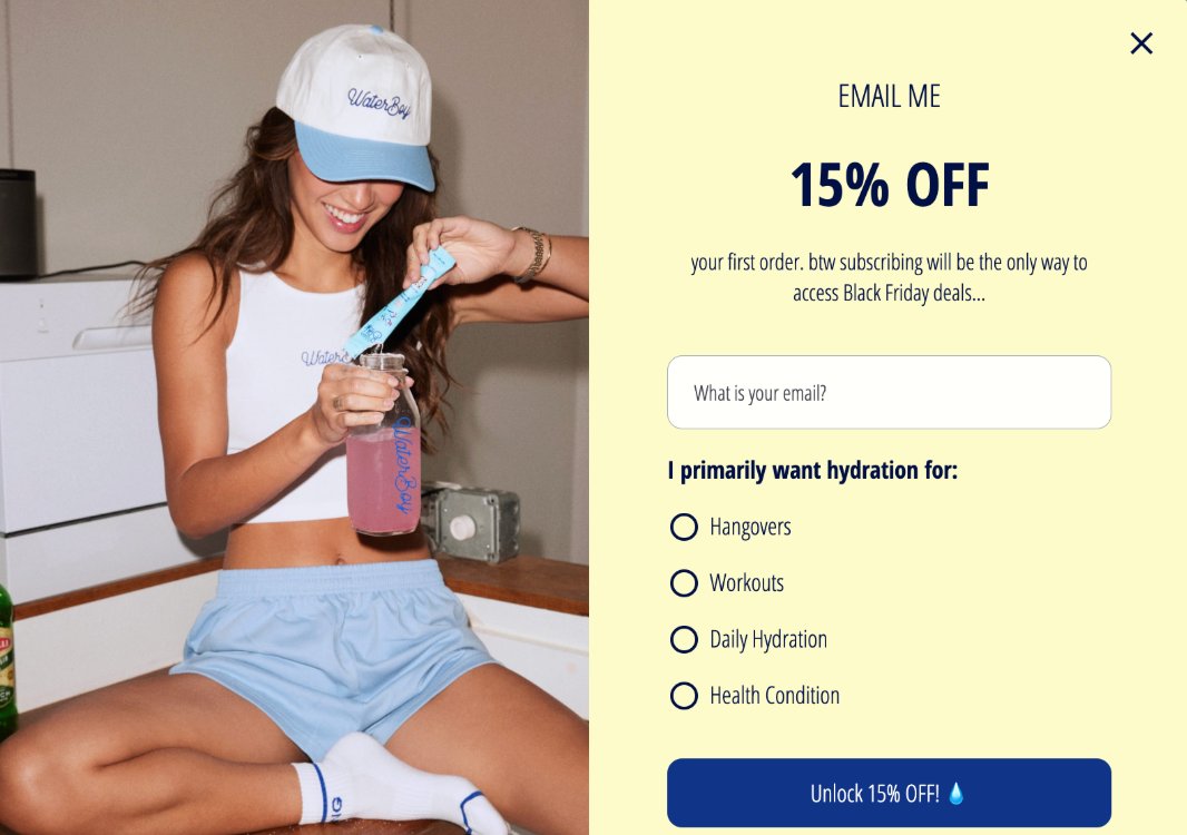WaterBoy email capture with segmentation