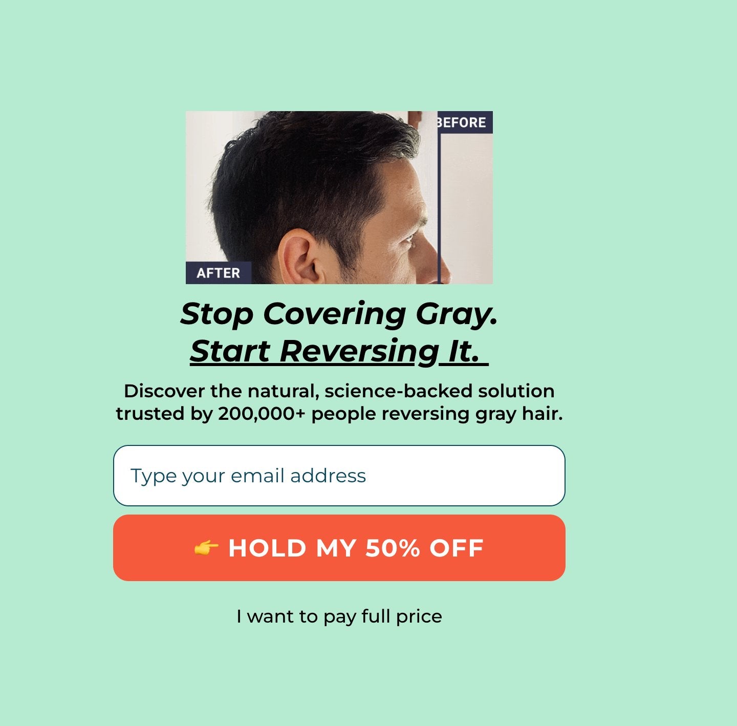 Gray hair exit intent email capture