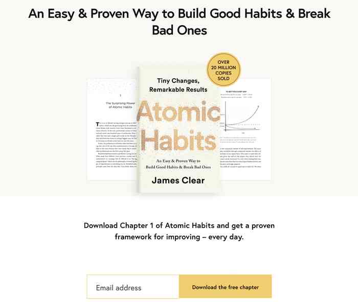 Atomic Habits squeeze page example