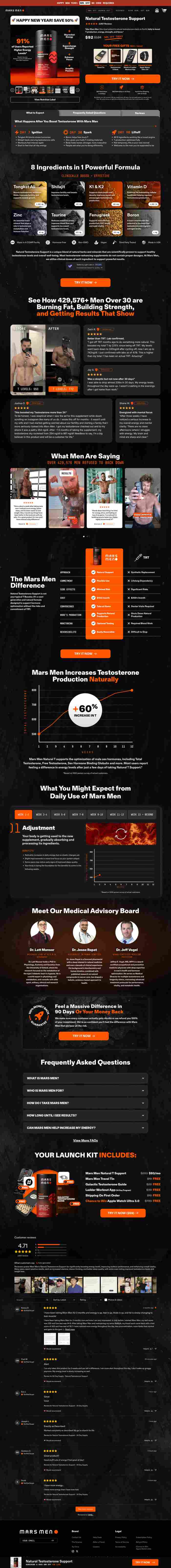 Mars Men long-form sales page example